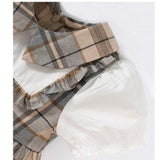 ONEAKIDS Baby & Toddler clothing Vintage Girls' Tartan Dress in Beige Plaid with White