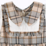 ONEAKIDS Baby & Toddler clothing Vintage Girls' Tartan Dress in Beige Plaid with White