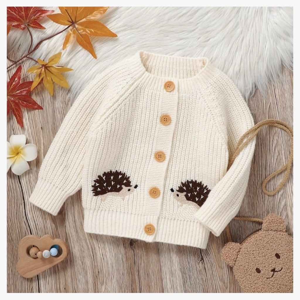 Unisex Hedgehog Button Knit Cardigan