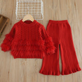 Girls’ Lux Fur-Trim Knit Set