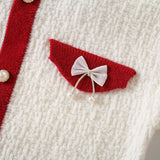 Royal Red Princess Cardigan & Skirt Set