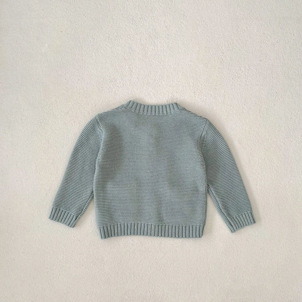 100% Knit Cotton Sage Blue Little girls' Cardigan