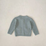 100% Knit Cotton Sage Blue Little girls' Cardigan