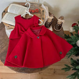 Red Little Girls' Holiday Dress & Poncho Set