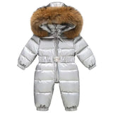 Unisex Glossy Hooded Down-Style Snowsuit