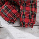 Christmas Red Plaid Romper with Bow