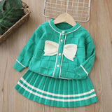 Girls Bow Knit Cardigan & Dress Set