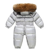 Unisex Glossy Hooded Down-Style Snowsuit