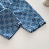 Unisex Checkered Denim Pants