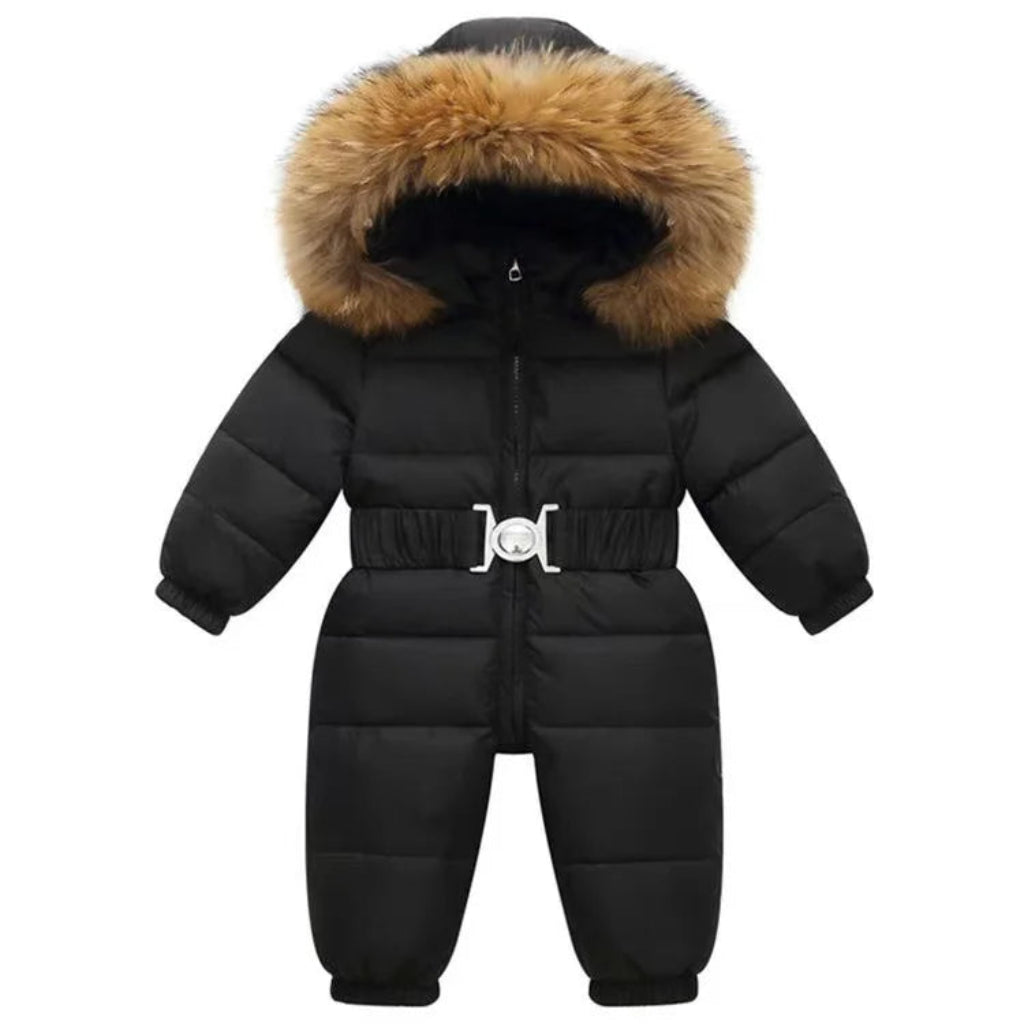 Unisex Glossy Hooded Down-Style Snowsuit