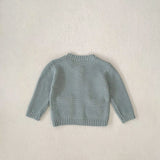 100% Knit Cotton Sage Blue Little girls' Cardigan