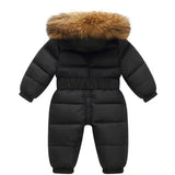 Unisex Glossy Hooded Down-Style Snowsuit