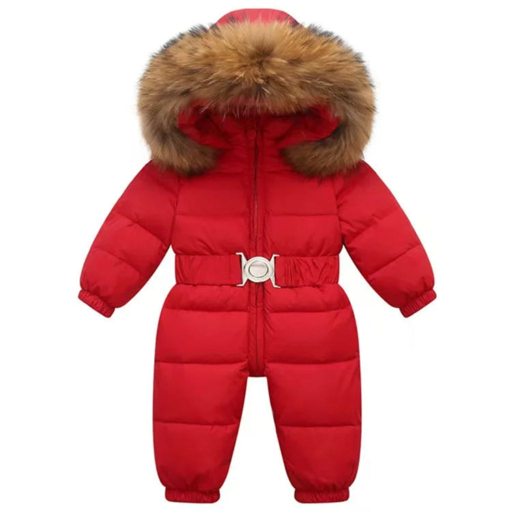 Unisex Glossy Hooded Down-Style Snowsuit