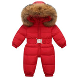 Unisex Glossy Hooded Down-Style Snowsuit