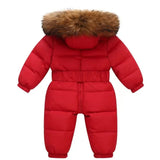 Unisex Glossy Hooded Down-Style Snowsuit