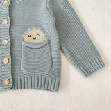 100% Knit Cotton Sage Blue Little girls' Cardigan