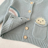 100% Knit Cotton Sage Blue Little girls' Cardigan