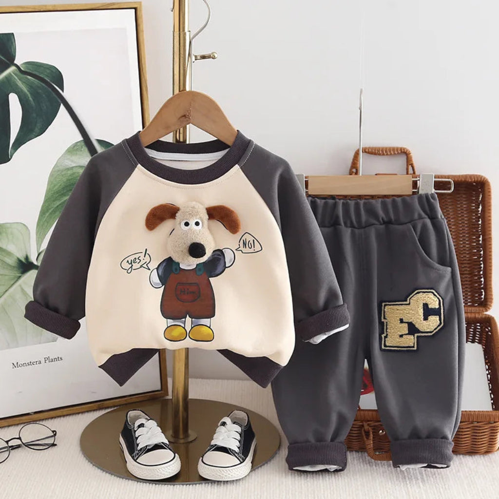 Conjunto de cárdigan y falda de algodón tejido para niña pequeña