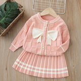 Girls Bow Knit Cardigan & Dress Set