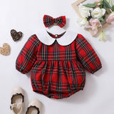 Girls Christmas Romper with Matching Headband