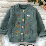 Green Floral Embroidered Cardigan