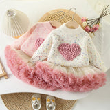 Knitted Heart Sweater & Ruffle Skirt