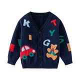 Navy Blue Little Boys' Playful Cardigan