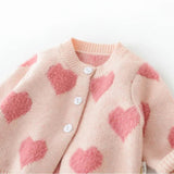 2-Piece Cardigan & Overalls Set with Hearts