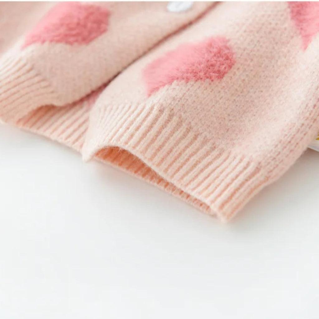 2-Piece Cardigan & Overalls Set with Hearts