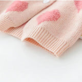 2-Piece Cardigan & Overalls Set with Hearts