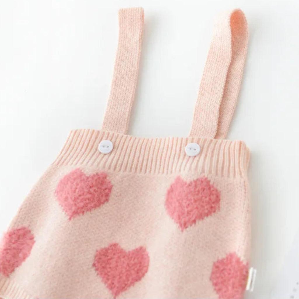 2-Piece Cardigan & Overalls Set with Hearts