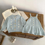 2-Piece Daisy Girl Knit Dress & Cardigan Set