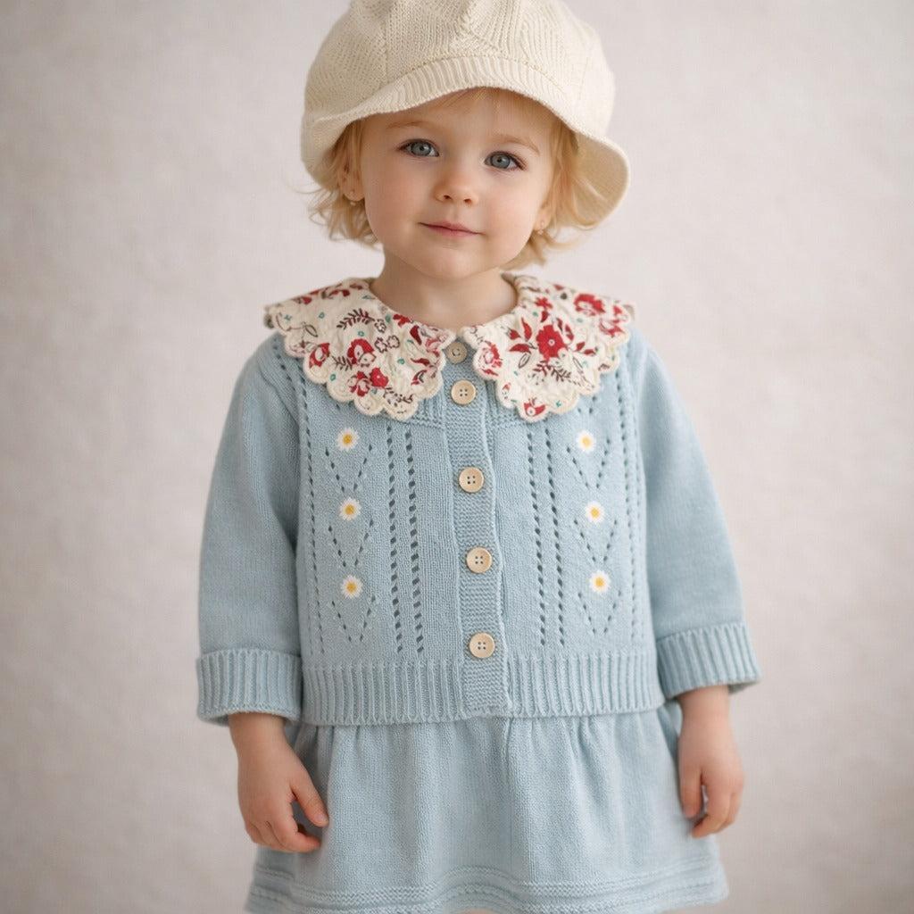 2-Piece Daisy Girl Knit Dress & Cardigan Set