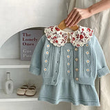 2-Piece Daisy Girl Knit Dress & Cardigan Set