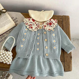 2-Piece Daisy Girl Knit Dress & Cardigan Set