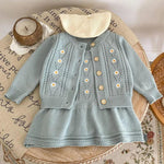 2-Piece Daisy Girl Knit Dress & Cardigan Set