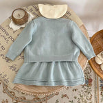 2-Piece Daisy Girl Knit Dress & Cardigan Set