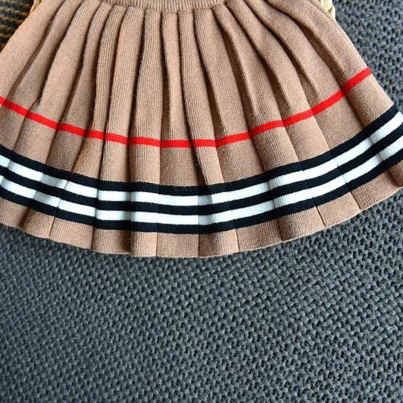 2-Piece Girls' Knit Skirt and Cardigan Set