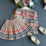 2-Piece Girls' Knit Skirt and Cardigan Set