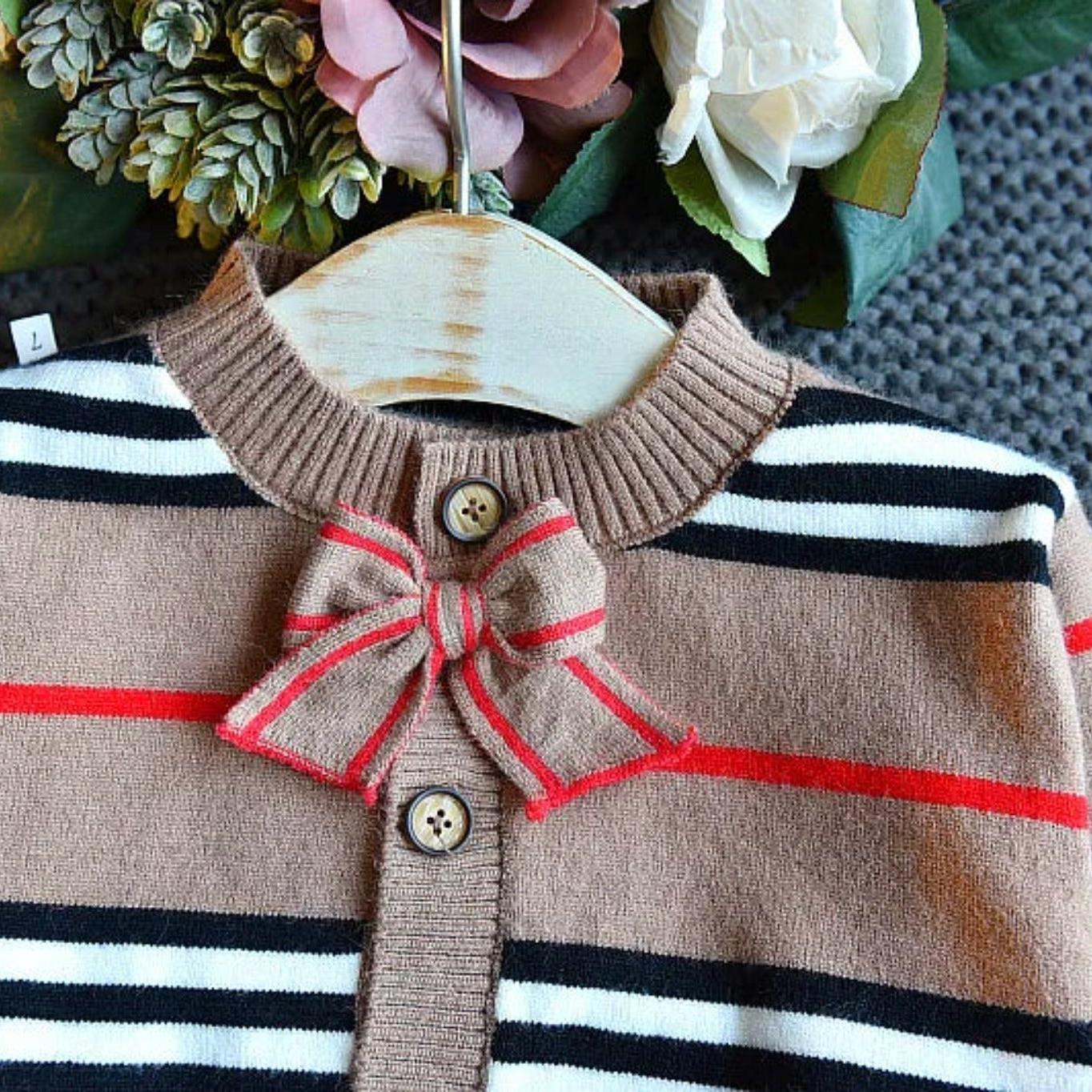 2-Piece Girls' Knit Skirt and Cardigan Set