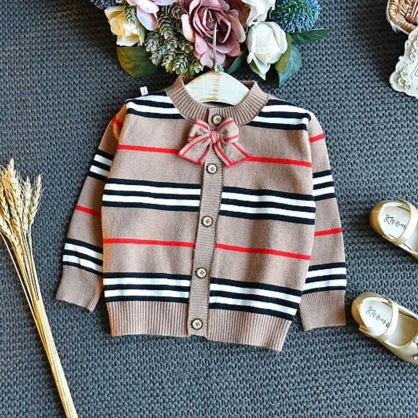 2-Piece Girls' Knit Skirt and Cardigan Set