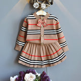 2-Piece Girls' Knit Skirt and Cardigan Set