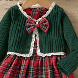 2-Piece Red Plaid Holiday Girls' Dress