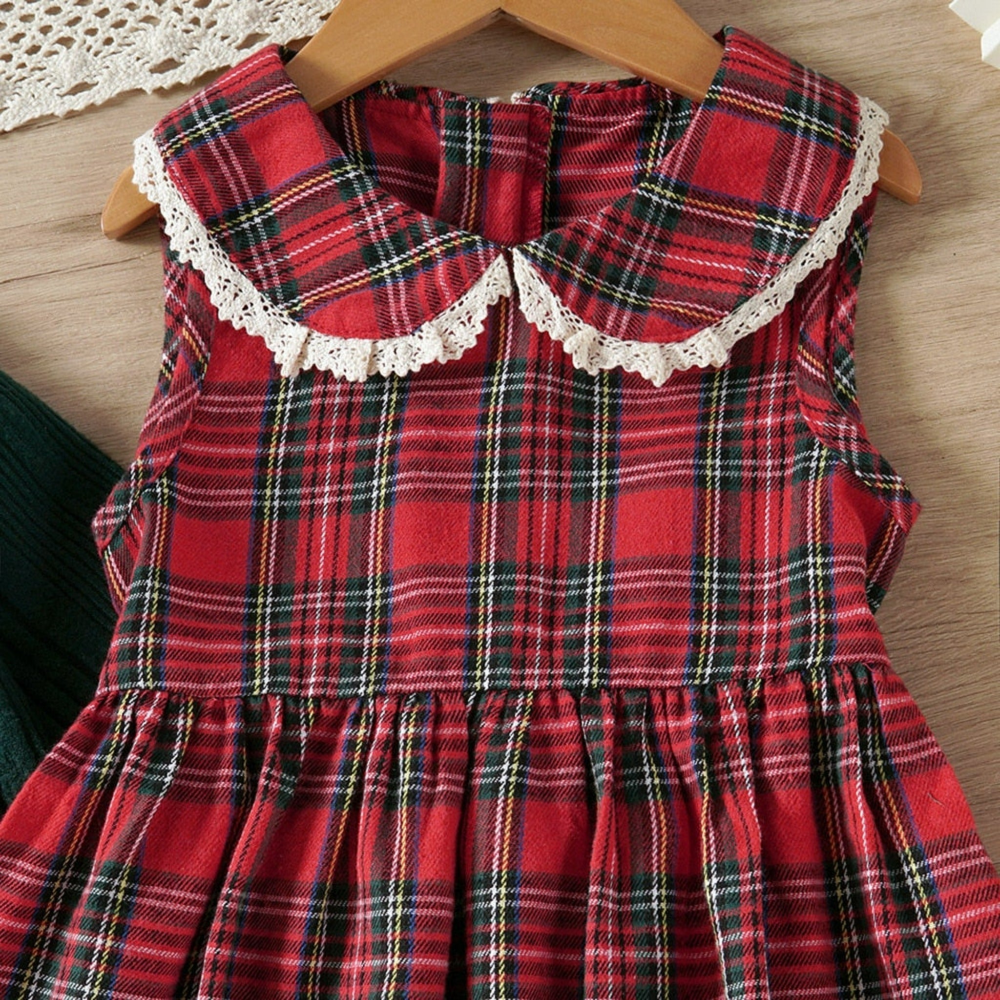 2-Piece Red Plaid Holiday Girls' Dress