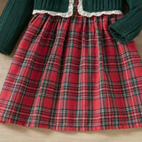 2-Piece Red Plaid Holiday Girls' Dress