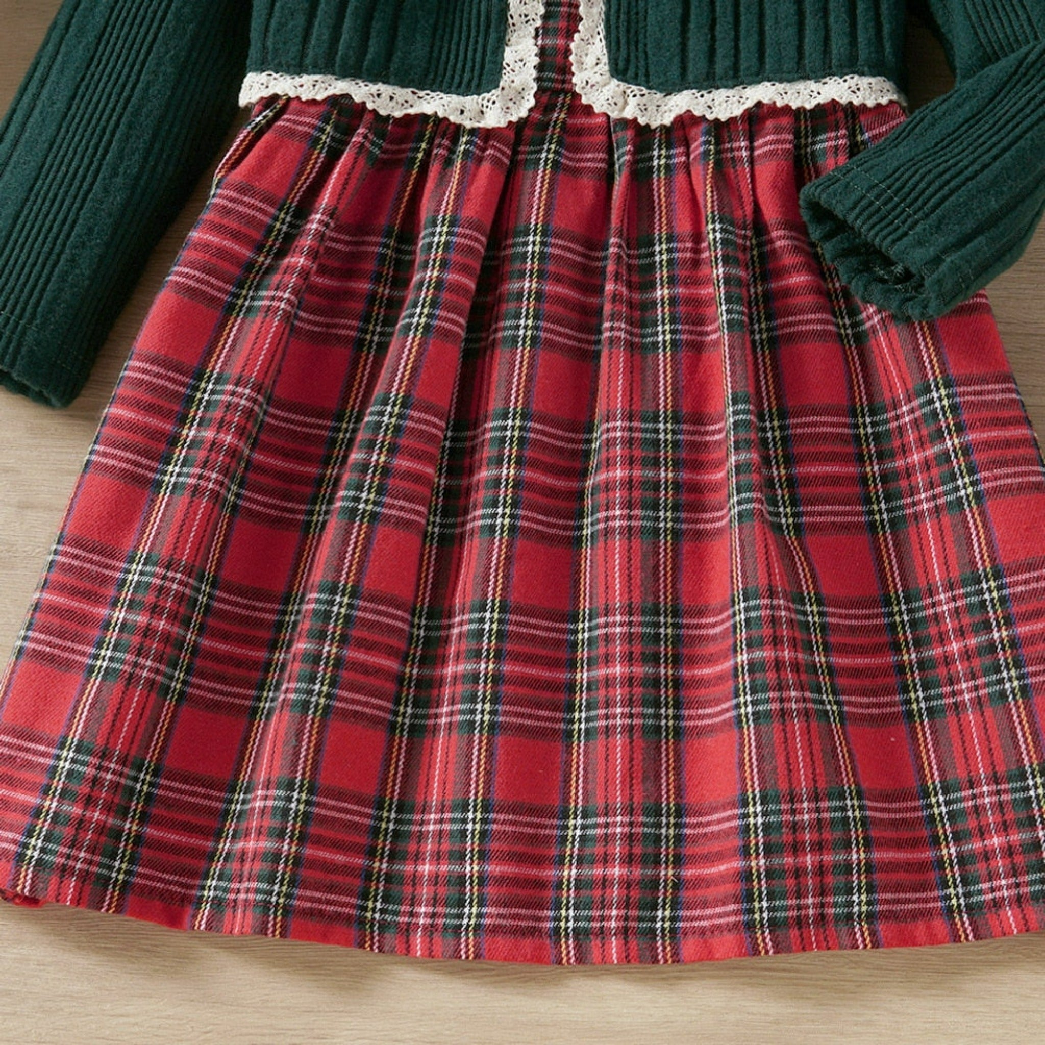 2-Piece Red Plaid Holiday Girls' Dress