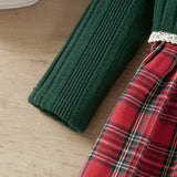 2-Piece Red Plaid Holiday Girls' Dress