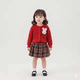 2-Piece Bunny Retro Skirt & Cardigan Set