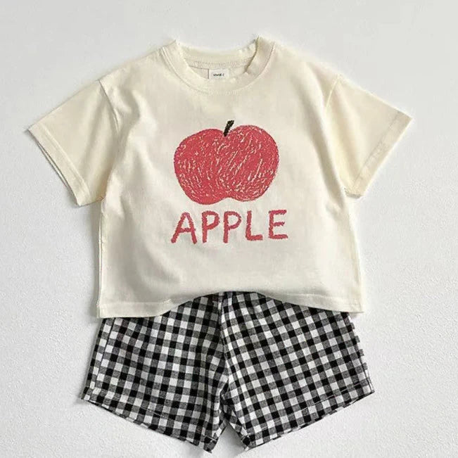 Unisex Gingham Summer Fruit Picnic Top and Shorts Set