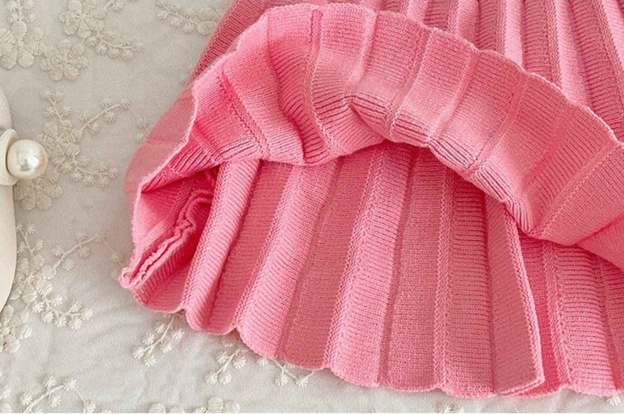 Knit Cotton Girls' Cardigan & Skirt Set